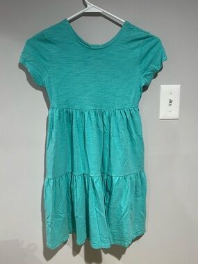 Cat & Jack Teal Tiered Short-Sleeve turquoise Dress, size: M(8)